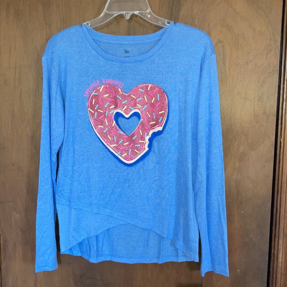 Relisted SO Sprinkle Kindness cozy glitter graphic top girls XL 14 / 16 - Picture 13 of 17